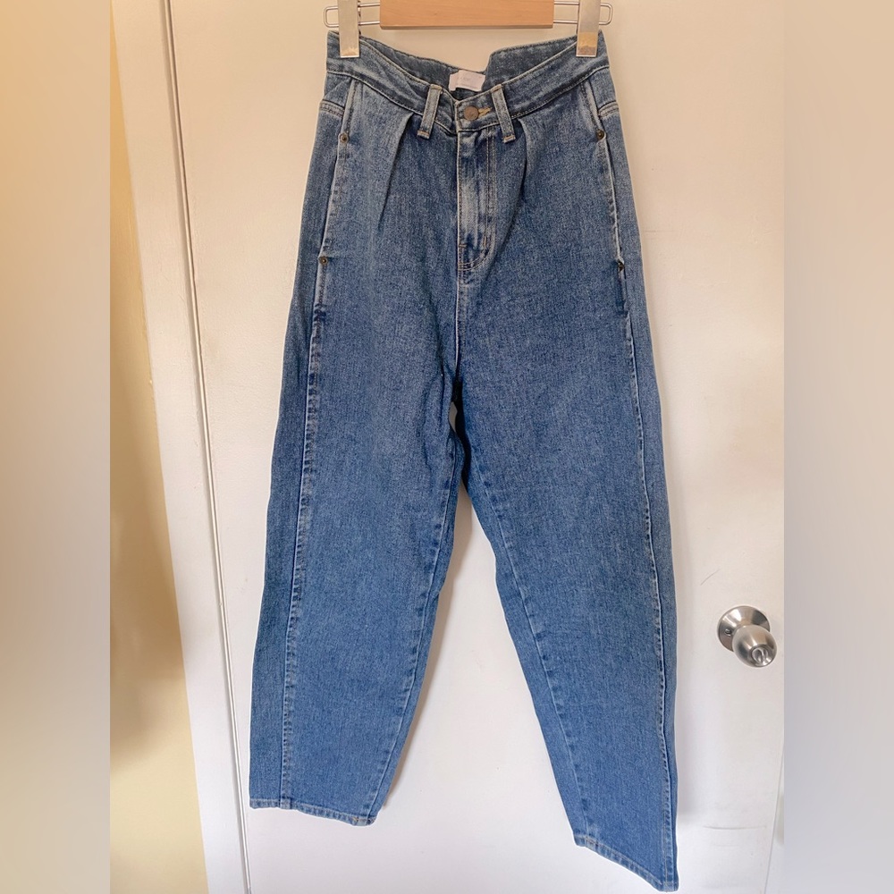 Dark pleated denim